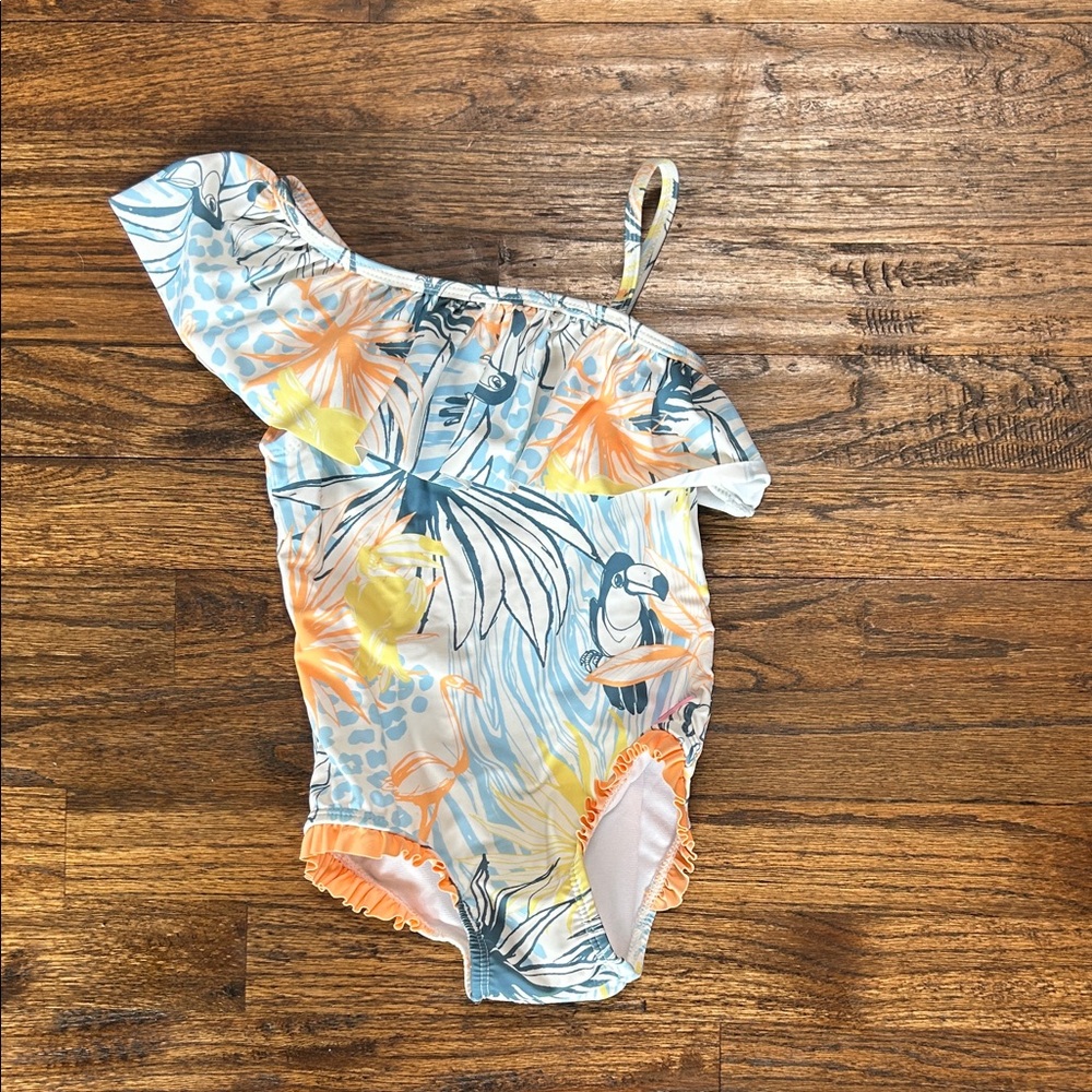 Ruffle Butts Tropical One Piece Swimsuit - Blue and Orange